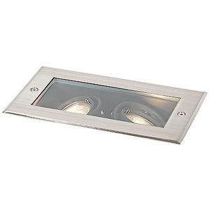 QAZQA - Moderne grondspot Staal | Zilver 2-lichts verstelbaar IP65 - Oneon | Buitenverlichting - Kunststof Rechthoekig - GU10 Geschikt voor LED - Max. 2 x 50 Watt