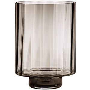 GILDE Decoratieve windlicht XXL - grote glazen windlicht handgemaakt van rookglas - kleur: bruin - hoogte 35 cm