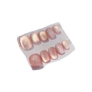 Handgemaakte fototherapie met nagel Rose Cat Eye Populaire korte nagel Schoonheidspatch Nagelpatch Valse nagel (Color : A, Size : L)