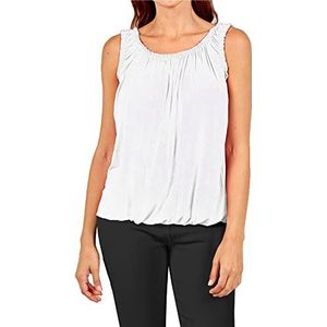 Dames Losse Fit Ruched Neck Mouwloos Ballon Vest Top - Koraal Zwart Blauw Grijs Roze Groen Wit Steen Rood - Small-X/Large, Wit, L-XL