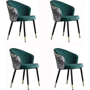 GEIRONV Moderne eetkamerstoel set van 4, met metalen poten fluwelen rugleuningen zitting woonkamer stoel huishoud make-up stoel dressing stoel Eetstoelen (Color : Green, Size : 43x44x79cm)