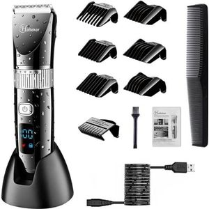 Hatteker Professionele elektrische baardtrimmer met lcd-display, draadloze USB-accu, waterdicht
