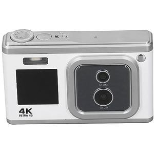 4K HD Dual Cam Digitale Camera, 50 MP Beelden, Dubbel IPS-scherm, 16x Zoom, Ingebouwde Flitser, AF Autofocus, Klein Draagbaar (WHITE)