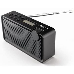 Maxxo PB01 Mini-radio, DAB+ en FM-radio, USB 3,5 mm jack, draagbare kofferradio, ingebouwde accu, lcd-display