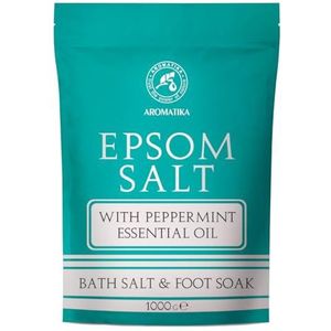 Badzout Epsom & Pepermuntolie Essentieel 1000g - Epsomzout met Pepermuntolie - Magnesiumsulfaat - Mineraalzout - Badtoevoeging voor lichaamsverzorging - Aromatherapie - Ontspanning - Voetbad