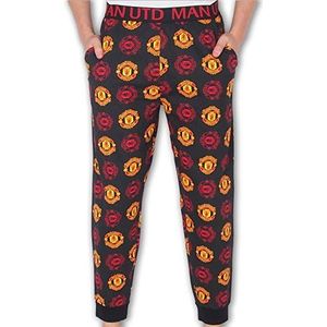 Manchester United FC - Lounge pants pyjama broek voor mannen - Officieel - Voetbalkado - Zwart slank - XL