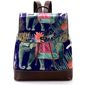 Gepersonaliseerde casual dagrugzak tas voor tiener olifant tropische schooltassen boekentassen, Meerkleurig, 27x12.3x32cm, Rugzak Rugzakken