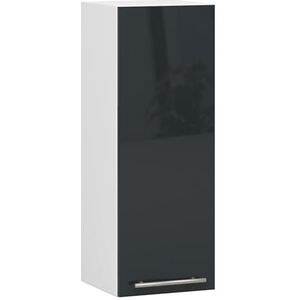 AKORD Keukenhangkast - Oliwia W30 | 2 planken en 1 deur keukenkast | inbouwkeuken, keukenmeubel, keukenkasten | gelamineerde plaat | 30 x 30 x 72 cm | wit | grafiet glans