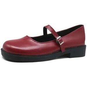 Lolita Schoenen Rood Japanse Stijl Vintage Buckle Mary Janes Schoenen Vrouwen Casual Student Patent Leren Schoenen, mat rood, 37 EU