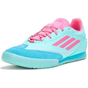 Adidas F50 Freestyle Messi Indoor voetbalschoenen, uniseks, volwassenen, Flash Aqua Pink glanzend, cyaan glanzend, maat 10 dames/9 heren