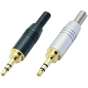 2 stuks 3,5 mm jack 3-polige stereo stekker soldeer draad plug voor microfoon MIC hoofdtelefoon hoofdtelefoon luidspreker audio en video (kleur: 1 x zwart 1 x zilver)