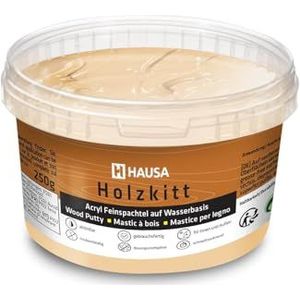 HAUSA Houtkitt 250 g eik lichte houtplamuur, stopverf, reparatievulmassa voor houtschade, gebruiksklaar, uitstekende vulkracht, sneldrogend, scheurbestendig