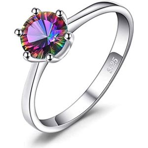 Verlovingsringen, verstelbare ringen for vrouwen, Rainbow Mystic Topaz Ring 925 zilveren ringen for vrouwen verlovingsring zilveren edelstenen sieraden cadeau