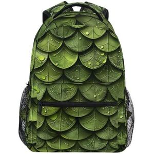 KAAVIYO Naadloze krokodillenschubben, groene rugzak, boekentas voor jongen, meisje, tieners, reizen, laptop, schoudertas voor dames en heren, Kunst Mode, S