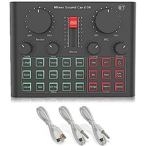 Complete podcastkit, BM800 Microfoon Professionele Condensator Draadloze MIC Geluidskaart Met Ring Invullicht Cantilever Beugel Live Streaming(D6 Sound Card)