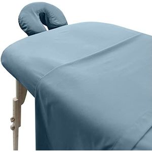 London Linens Massagetafellakens van zachte microvezel, 3-delige set - inclusief massagetafelhoes, massagehoeslaken en massage-gezichtssteun (lichtblauw)