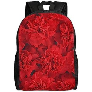 OUSIKA Rode Bloemen Rugzak Casual Reizen Dagrugzakken Lichtgewicht Laptop Tassen Camping Tas Voor Vrouwen Mannen, Zwart, One Size, Reizen Rugzakken