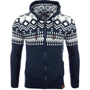 Reslad RS-3104 Grof gebreide trui voor heren, Noorse pullover voor de winter, gebreide jas met capuchon