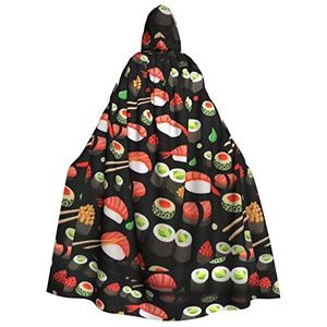 WURTON Unisex Hooded Mantel Voor Mannen & Vrouwen, Carnaval Thema Party Decor Japanse Sushi Garnalen Print Hooded Mantel