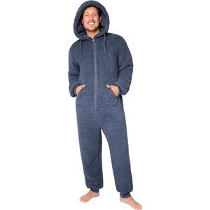 CityComfort Onesie voor volwassenen voor mannen en tieners - gezellige nachtkleding pluizige fleece onesie met capuchon voor mannen M-3XL loungewear - geschenken voor hem, houtskool, M