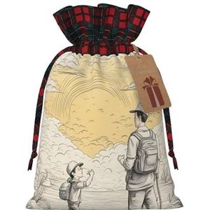 Happy Fathers Day By Son Exquisite Drawstring Christmas Gift Bags, herbruikbaar, voor uitzonderlijke cadeau-ervaringen