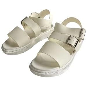 Femme Luxe Gladiator damessandalen, gesp riempje, maat 3-8 - Estrella, Wit, 36 EU