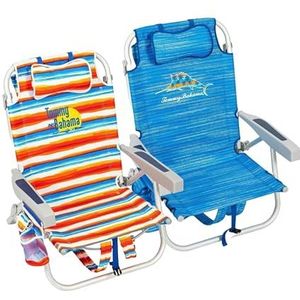 Deluxe lichtgewicht rugzak strandstoelen, Tommy Bahama multicolour en blauwe klapstoelen ligstoel met bedankkaart, draagbare stoelen voor strand, camping, picknickbarbecues.