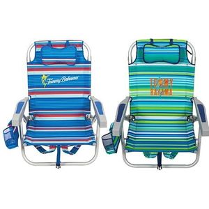 Deluxe lichtgewicht rugzak strandstoelen, Tommy Bahama multicolour en blauwe klapstoelen ligstoel met bedankkaart, draagbare stoelen voor strand, camping, picknickbarbecues.