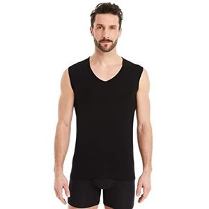 FINN Zakelijk onderhemd heren mouwloos met V-hals - ondershirt mannen van originele Lenzing® modal stof - de perfecte tanktop onder hemd en pak, zwart, S