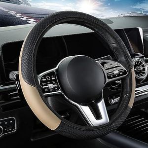 Auto Stuurhoes Leer voor Mercedes Benz W212 W164 W203 W205 W163 W204 W210 W169 W211 Zachte Antislip Ademende Sport Elastische Band Zonder Binnenring Beschermhoes, beige style