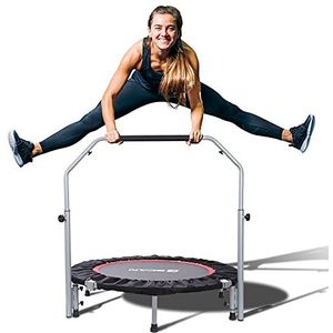 BCAN 40 inch opvouwbare mini-trampoline, fitness rebounder met verstelbare schuimhandgreep, oefentrampoline voor volwassenen indoor/tuin workout max. belasting 300 pond