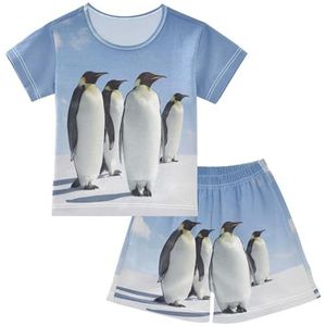 YOUJUNER Kinderpyjama set schattige pinguïn korte mouw T-shirt zomer nachtkleding pyjama lounge wear nachtkleding voor jongens meisjes kinderen, Meerkleurig, 14 jaar