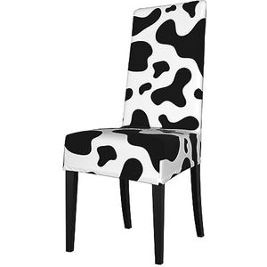 KemEng Zwart-wit koeienhuid, stoelhoezen, stoelbeschermer, stretch eetkamerstoelhoes, stoelhoes voor stoelen