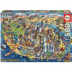 Educa 18453, New York City Maps, puzzel met 500 stukjes voor volwassenen en kinderen vanaf 10 jaar, Amerika, USA