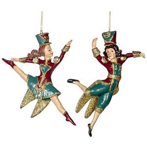Goodwill: Gifts of Christmas Notenkraker Ballet Paar Hars 15 Centimeter Set van 2 (Bourgondië & Groen)