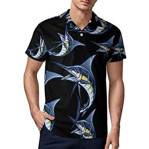 Marlin Fish golfpoloshirt voor heren, zomer, korte mouwen, casual, sneldrogend, XL