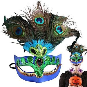 generic Feestmasker voor vrouwen | Make-up bal half masker met veren, pailletten,Maskerade masker voor vrouwen kostuum, pailletten Halloween feestavond Prom kostuum accessoire