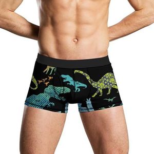 Grunge Dino dinosaurus herenondergoed, ademende boxershort, zachte onderbroek, XL