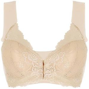 Zachte Mastectomie BH Voorsluiting Postoperatieve Voedingsbeha's Brasières Draadloze Naadloze Ademende Bralette Kant Grote Cup Lingerie Top (Color : Beige, Size : 80C)