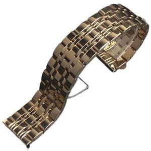 Roestvrijstalen metalen horlogeband armband 16mm 18mm 20mm 22mm horlogeband polsband zwart zilver rose goud (Color : Gold, Size : 22mm)