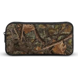 Realistische Bos Camouflage Prints Etui Grote Capaciteit Pen Tas Multifunctionele Cosmetische Pouch Container voor Volwassenen