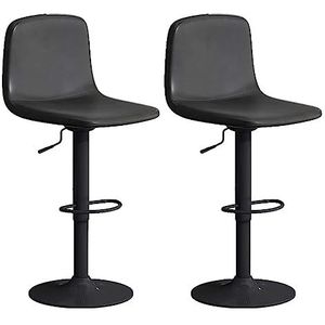 Barkruk Draaibare Barkruk Set Van 2 Leren Ontbijt Eetkamerstoel Kapkruk Met Rugleuning In Hoogte Verstelbare Liftstoel Pub Stoel Thuis Keuken (Color : Black, Size : Sitting Height 60-80cm)