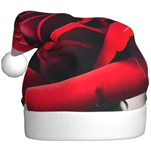 SSIMOO Een rode roos 1 pluche kerstmuts voor volwassenen, feestelijke feesthoed, ideaal feestaccessoire voor bijeenkomsten