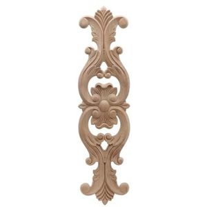 Wood Carved Onlay Applique，Wood Appliques, Hout applique ongeverfd hout eiken gesneden golf bloem sticker hoek applique huismeubilair decoratief lang(50cmX13cm)