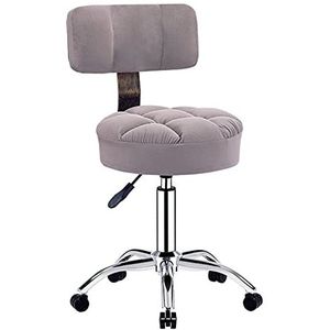 Rolling Barkrukken Massage Salon Werkstoel, met Ergonomische Rugleuning Zacht Zitoppervlak en 5 Universele Wielen, Aanpassing 47-62cm(Kleur:Grijs) Decoration