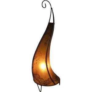 Guru-Shop Henna Lamp, Lederen Tafellamp/tafellamp - Alban, Geel, Kleur: Geel, 70x22x22 cm, Oosterse Tafellampen