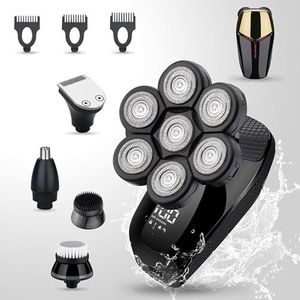7D Elektrisch Hoofdscheerapparaat 6-in-1 Scheerapparaten for Kale Mannen Elektrisch Scheerapparaat Neushaar Bakkebaarden Trimmer Waterdicht Nat