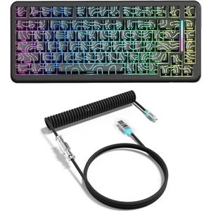 ATTACK SHARK X82PRO HE 75% Draadloos Rapid Trigger Magnetisch Toetsenbord, 8000 Bedraad Gamingtoetsenbord, Hall Effect-schakelaars met Instelbare Activeringspunt, QWERTY, C01 RGB Spiraalkabel -Zwart