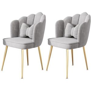 Meal Chairs Set van 2 gestoffeerde keukeneetstoelen, fluwelen eetkamerstoelen met gouden poten, vrijetijdsstoelen for woonkamer ijdelheid patio(Grey)