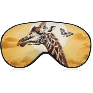 Giraf en zonnebloem slaapmasker, licht blokkerend oogmasker, comfortabel en zacht, oogbedekking met elastiek, geschikt voor mannen en vrouwen, geschikt voor reizen en slapen